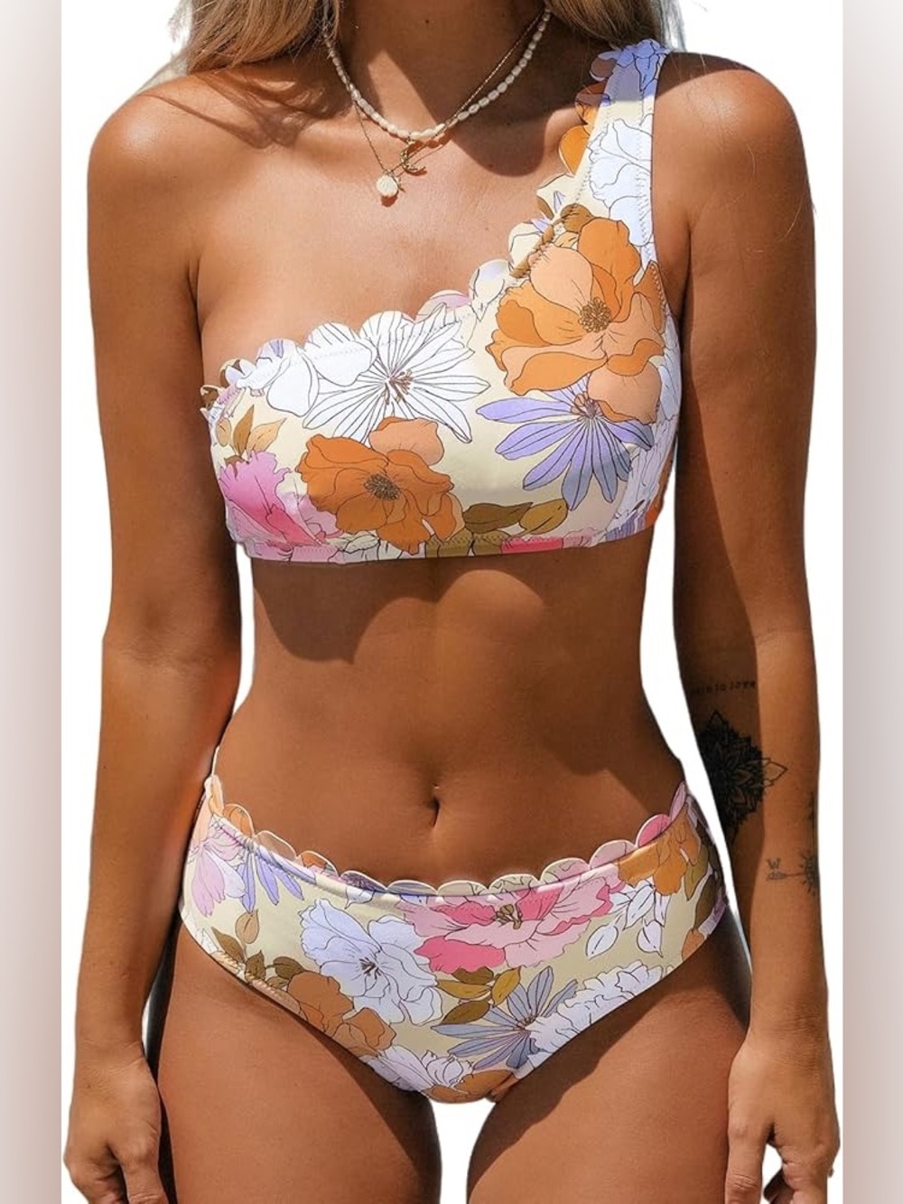 Floral One-Shoulder Bikini set